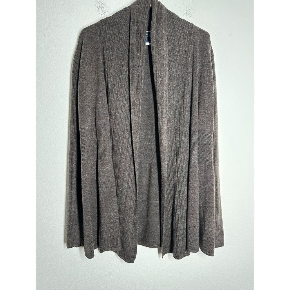 KAREN SCOTT Women’s Knit Cardigan Shawl Open Front Draped Brown Sweater Size M